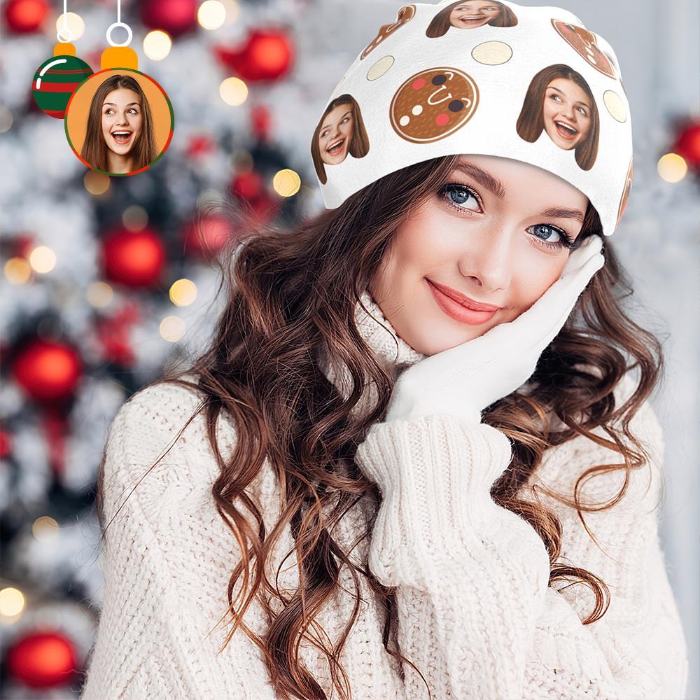 Benutzerdefinierte Full Print Pullover Cap Personalisierte Foto Beanie Hüte Weihnachtsgeschenk Für Ihn - Weihnachtsplätzchen - GesichtSocken