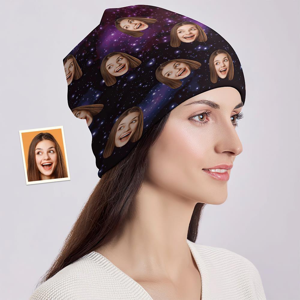 Benutzerdefinierte Full Print Pullover Cap Personalisierte Foto Beanie Mützen Geschenk Für Ihn - Sternenhimmel - GesichtSocken