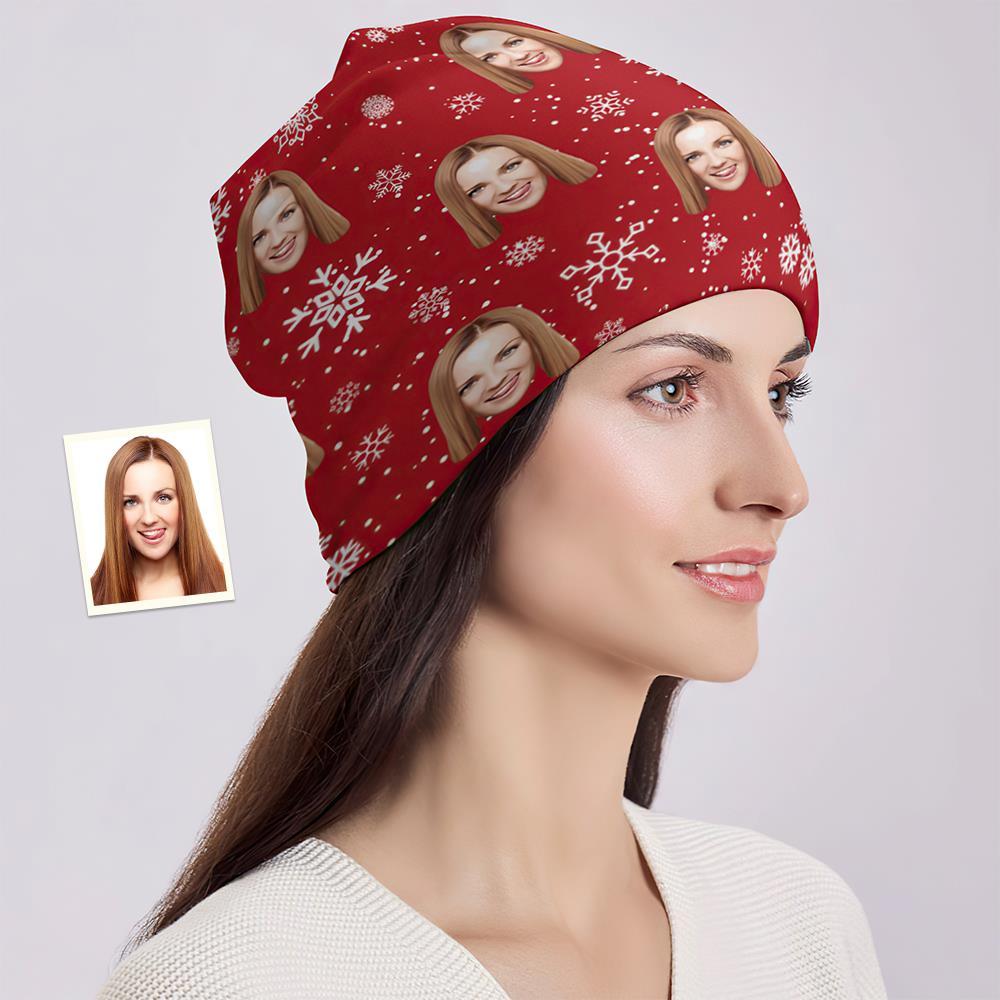 Benutzerdefinierte Full Print Pullover Cap Personalisierte Foto Beanie Mützen Weihnachtsgeschenk Für Ihn - Schneeflocke - GesichtSocken