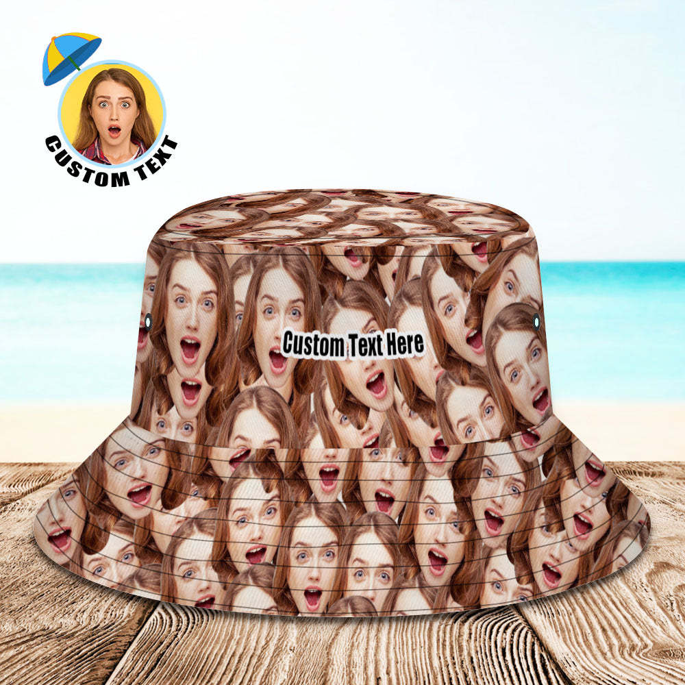 Benutzerdefinierte Bucket Hat Unisex Face Mash Bucket Hat Personalisieren Sie Die Breite Krempe Im Freien Sommerkappe Wandern Strand Sport Hüte Geschenk Für Liebhaber - GesichtSocken