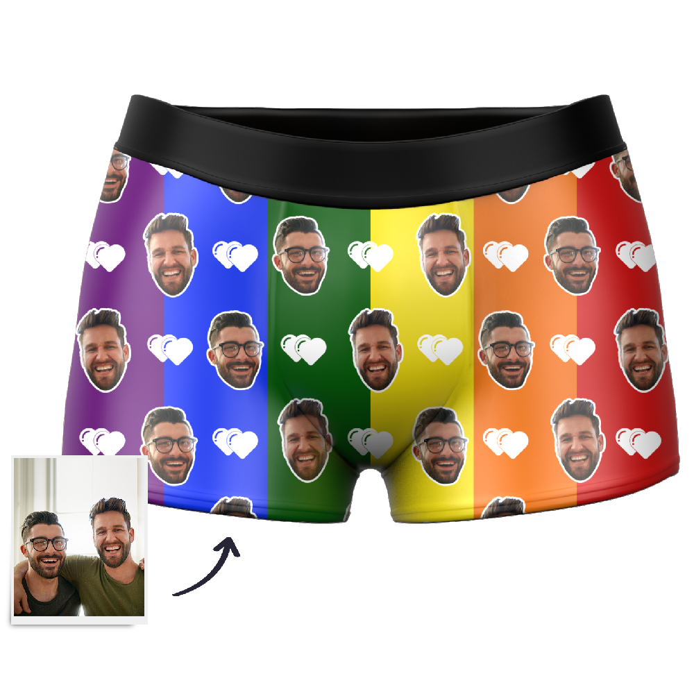 Kundenspezifische Foto-boxershorts Der Männer - Regenbogen-lgbt-geschenk - GesichtSocken