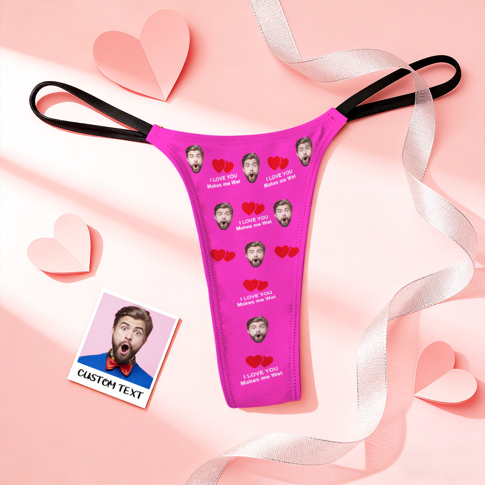 Benutzerdefinierte Tangas Valentinstag Geschenk Gesicht Foto Höschen Lustige Unterwäsche Slips Kiss Me Love Tanga - MyFaceSocksDE