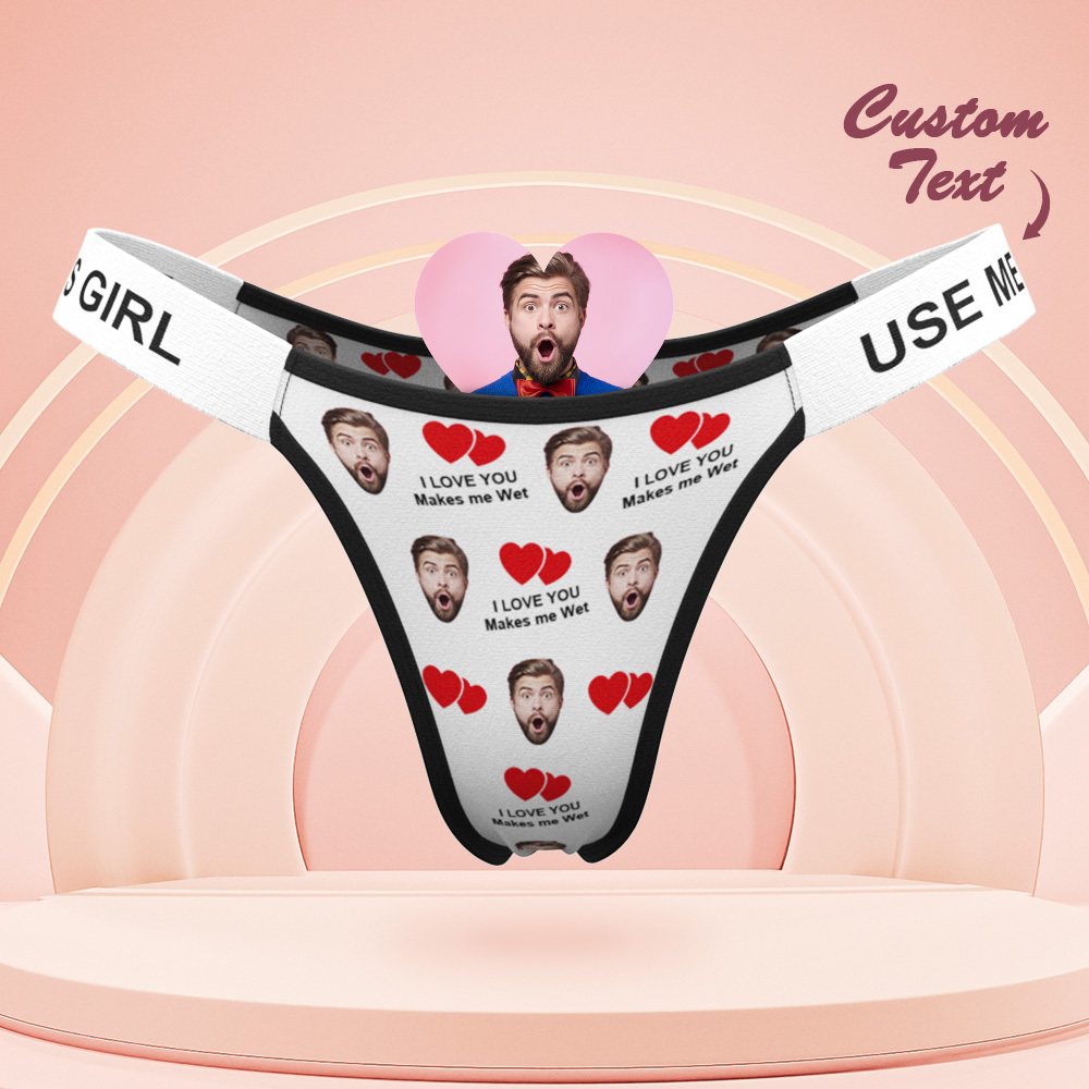 Valentinstagsgeschenk: Personalisierter String Mit Gesichtsaufdruck „macht Mich Feucht" – Gravierter Bund – Geschenk Für Sie - MyFaceSocksDE