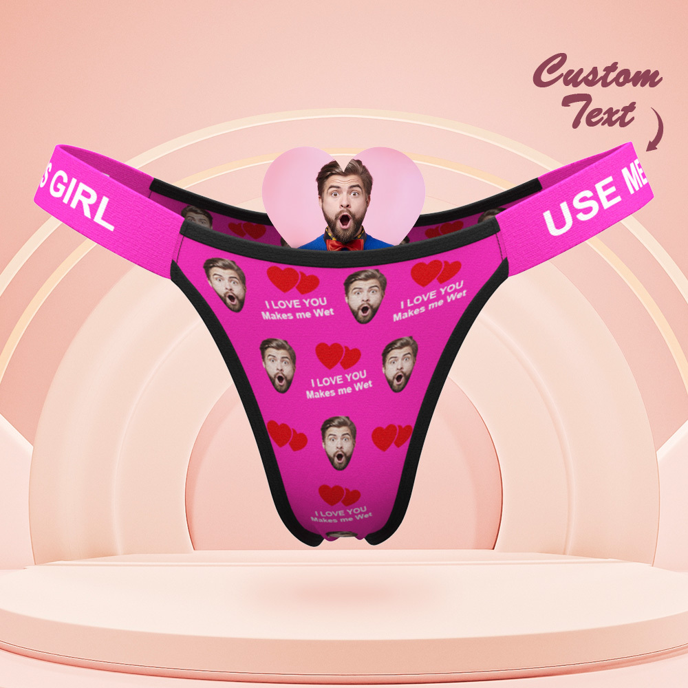 Valentinstagsgeschenk: Personalisierter String Mit Gesichtsaufdruck „macht Mich Feucht" – Gravierter Bund – Geschenk Für Sie - MyFaceSocksDE