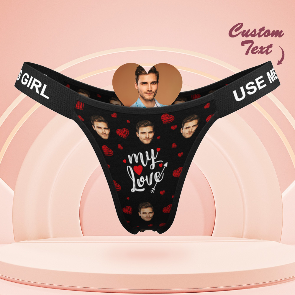 Valentinstagsgeschenk: Personalisierter String Mit Gesichtsaufdruck „macht Mich Feucht" – Gravierter Bund – Geschenk Für Sie - MyFaceSocksDE