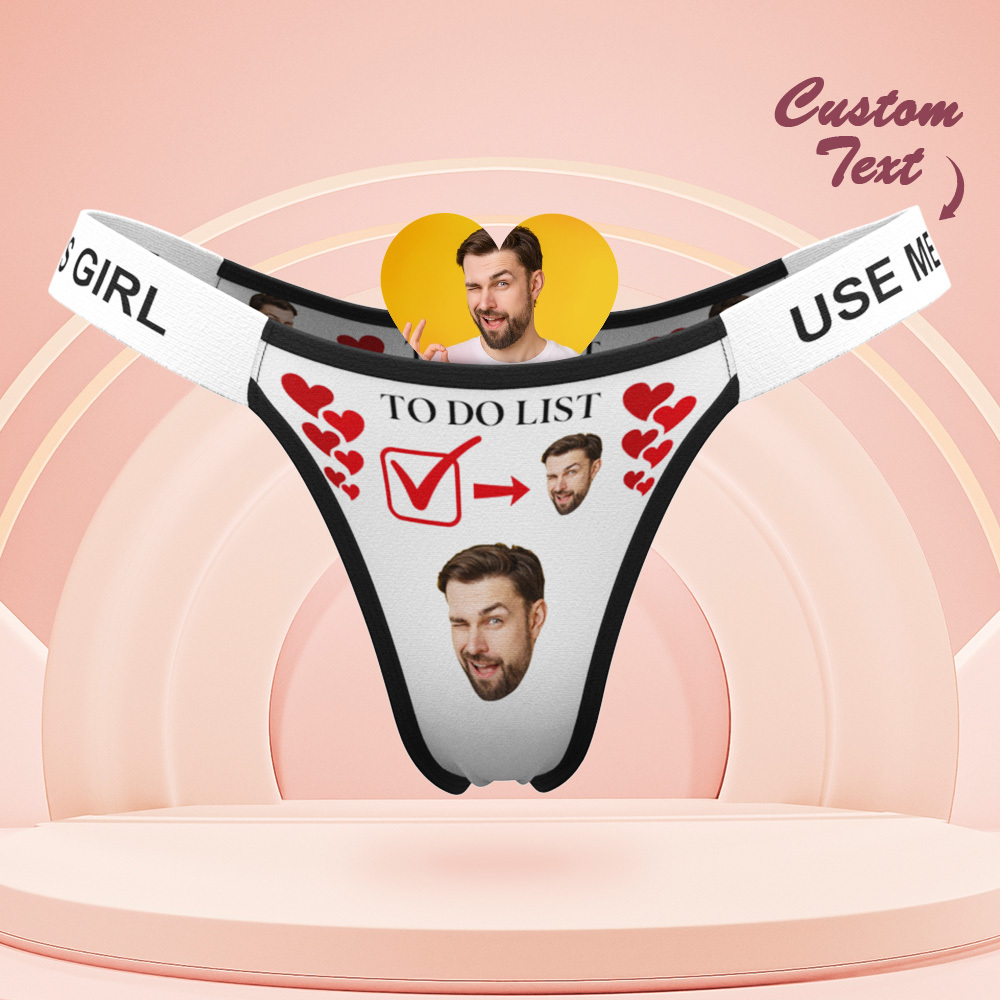 Valentinstagsgeschenk: Personalisierter String Mit Gesichtsaufdruck „macht Mich Feucht" – Gravierter Bund – Geschenk Für Sie - MyFaceSocksDE