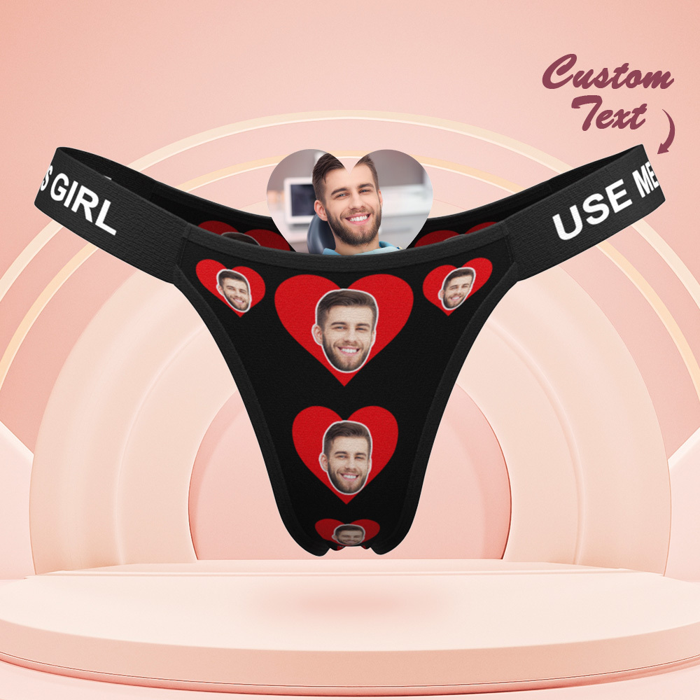 Valentinstagsgeschenk: Personalisierter String Mit Gesichtsaufdruck „macht Mich Feucht" – Gravierter Bund – Geschenk Für Sie - MyFaceSocksDE