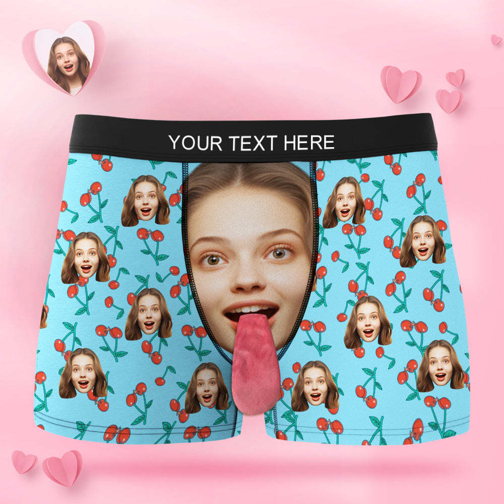 Benutzerdefinierte Gesichtsunterwäsche, Personalisierte Magnetische Zungenunterwäsche, Kirsche, Valentinstagsgeschenke Für Paare - GesichtSocken