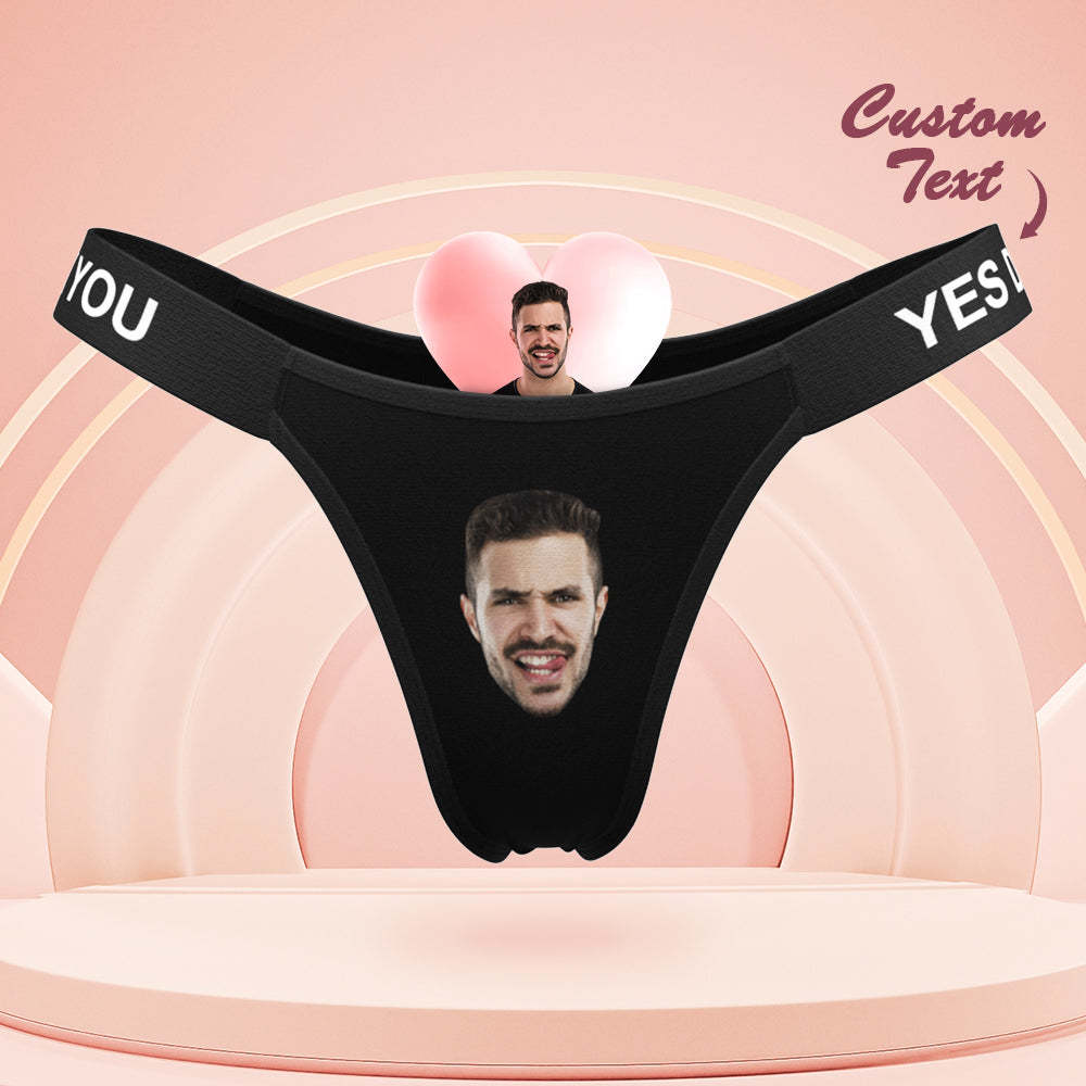 Benutzerdefinierte Gesichtshöschen Für Frauen, Personalisierter Bund, Gravierter Tanga, Valentinstagsgeschenk - GesichtSocken