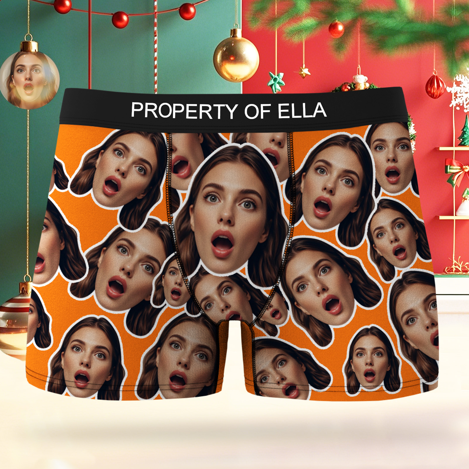 Benutzerdefinierte Mash Face Boxershorts Herren Gesichtsunterwäsche Lustige Liebhaber Weihnachten Boxer Geschenk