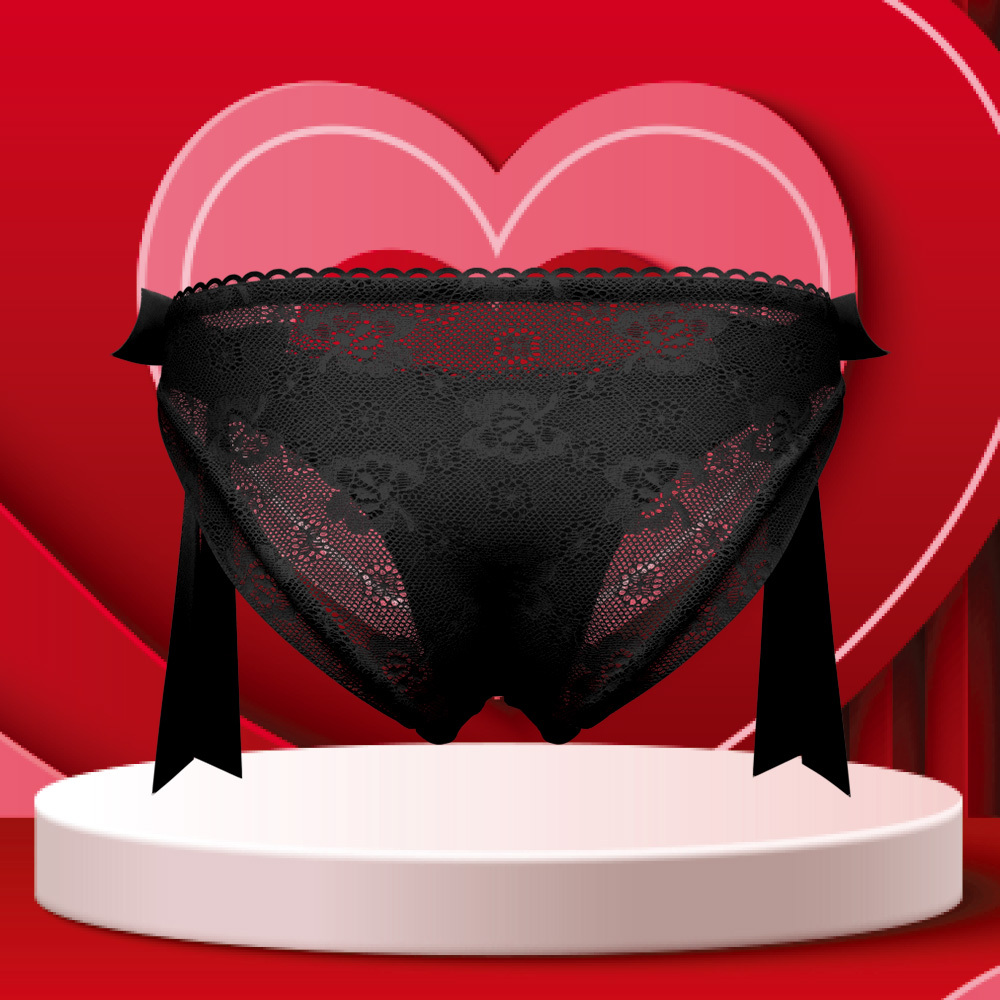 Customlace Schleifenhöschen, Personalisierte Namenshöschen, Durchscheinende Spitzenhöschen, Geschenk Zum Valentinstag - MyFaceSocksDE