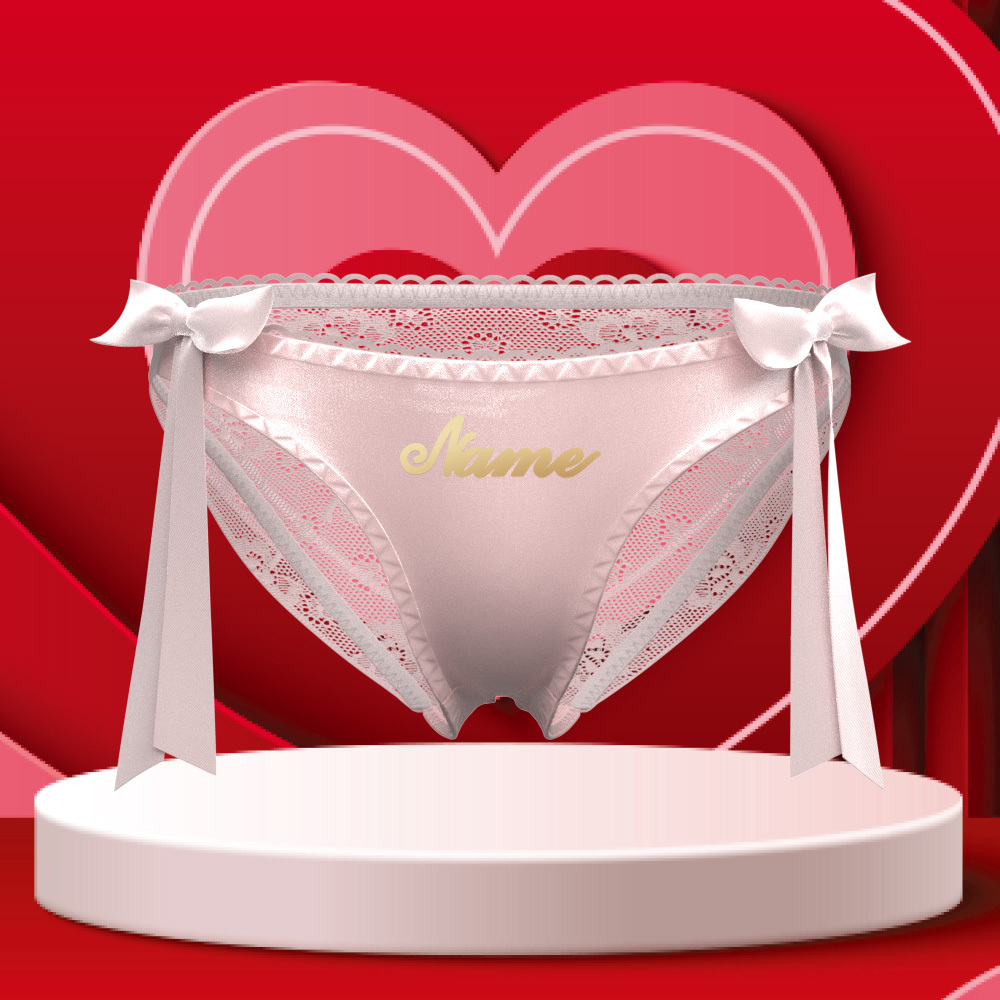 Customlace Schleifenhöschen, Personalisierte Namenshöschen, Durchscheinende Spitzenhöschen, Geschenk Zum Valentinstag - MyFaceSocksDE