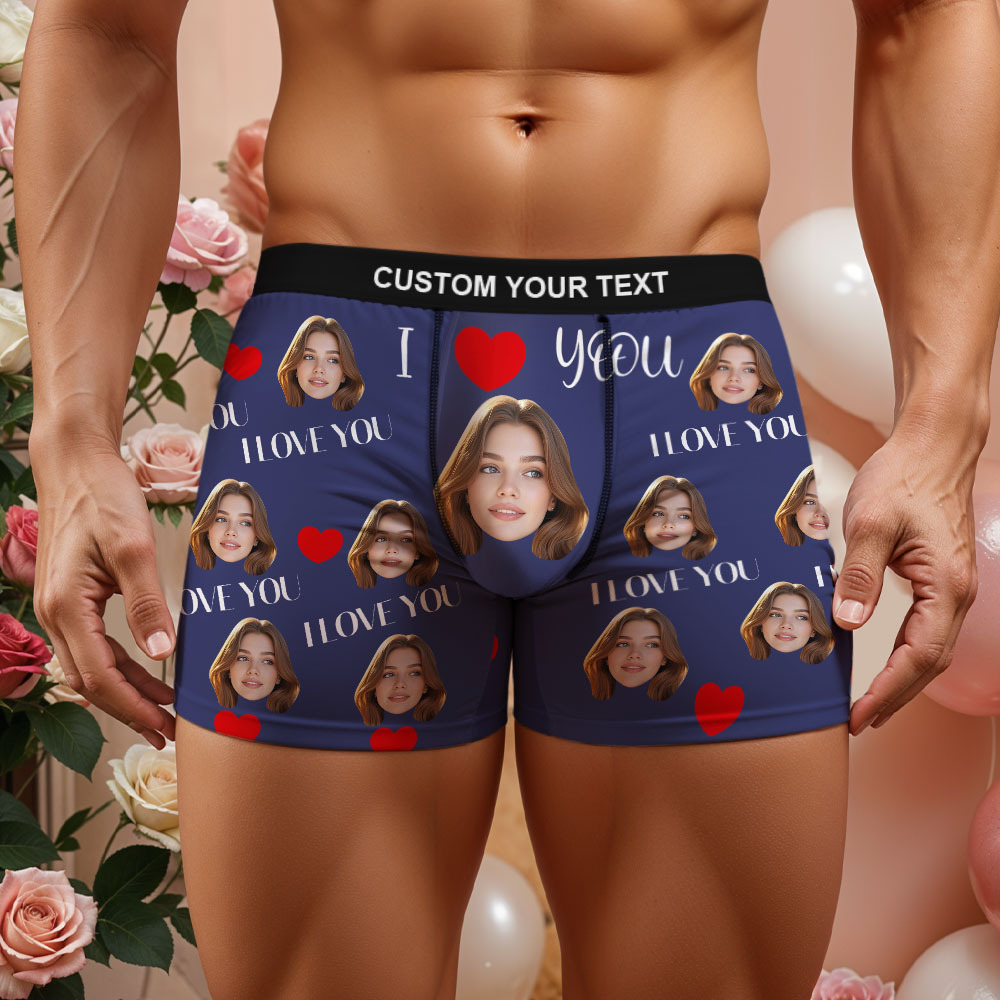 Personalisierte Boxershorts Für Herren Mit Foto „i Love You" Für Ehemann Und Freund - MyFaceSocksDE