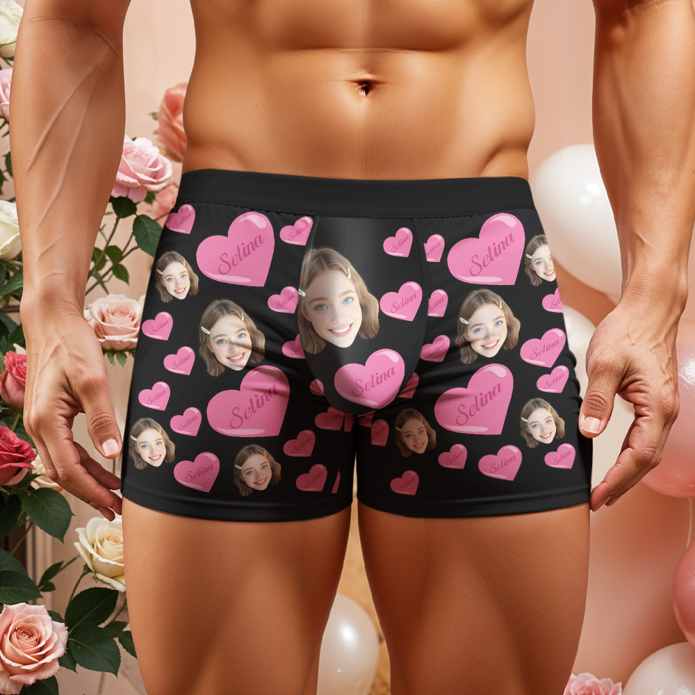 Benutzerdefinierte Herren Boxer Gesicht Unterwäsche Personalisierte Be Mine Boxer Geschenk Für Paar Valentinstag Geschenk - MyFaceSocksDE