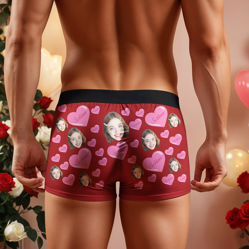 Benutzerdefinierte Herren Boxer Gesicht Unterwäsche Personalisierte Be Mine Boxer Geschenk Für Paar Valentinstag Geschenk - MyFaceSocksDE