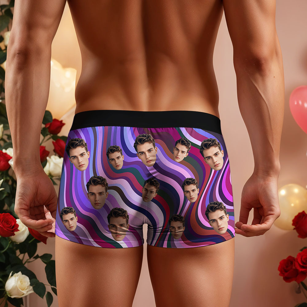 Benutzerdefinierte Gesicht Herren Boxer Unterwäsche Geschenke Für Ehemann Multicolor Gestreiften Männer Gesicht Boxer - MyFaceSocksDE