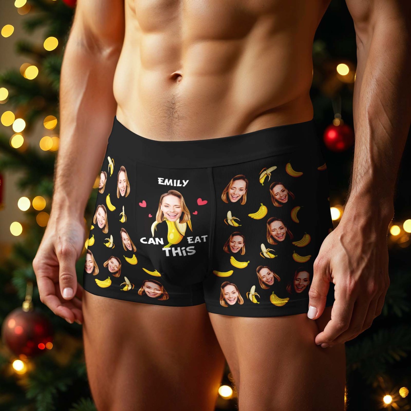 Personalisierte Boxershorts Mit Gesichtsmotiv – Lustiges Weihnachtsgeschenk Für Männer: Emily Kann Diese Bananen Essen! - MyFaceSocksDE