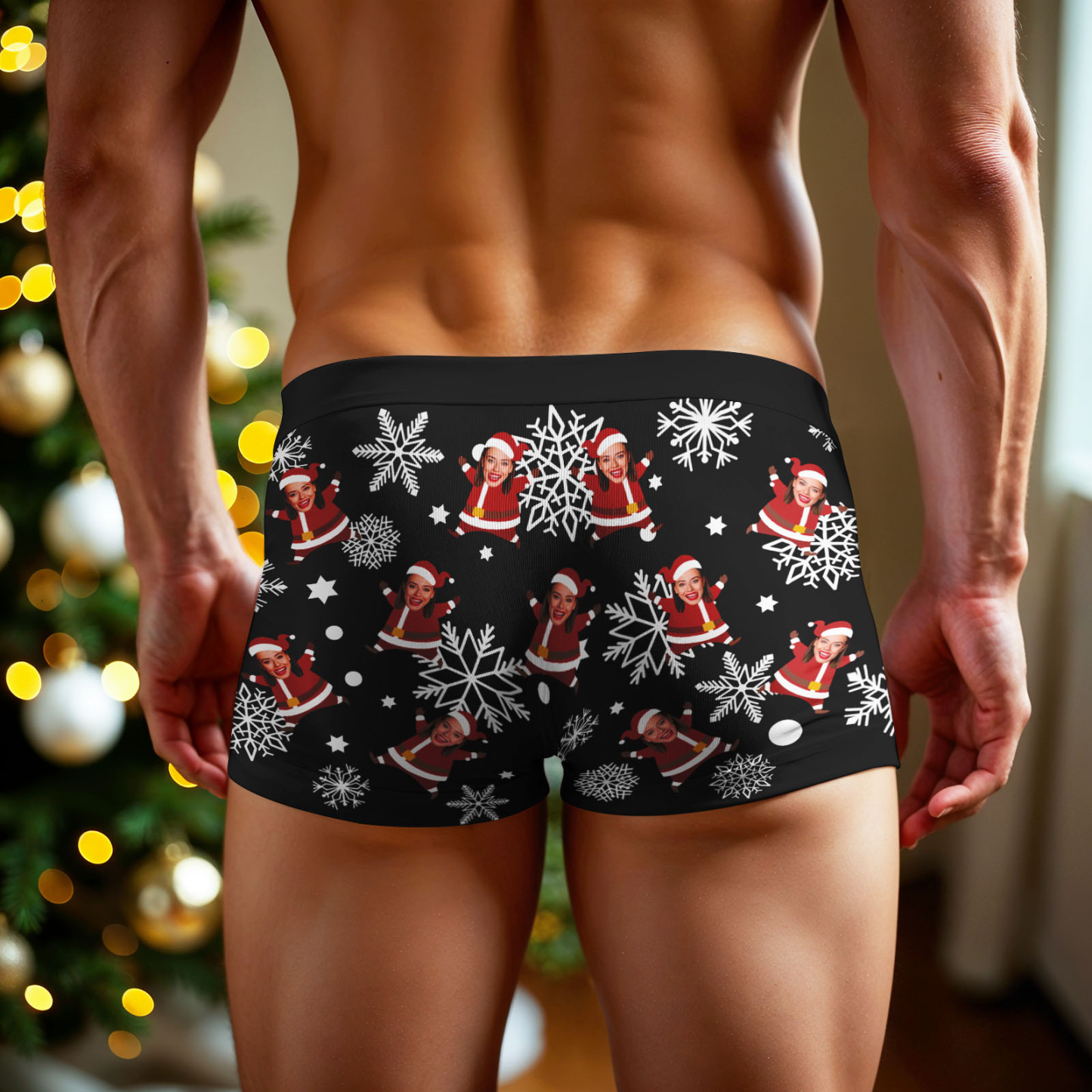 Personalisierte Boxershorts Mit Bunten Lichtern Und Individuellem Foto – Das Perfekte Weihnachtsgeschenk! - MyFaceSocksDE