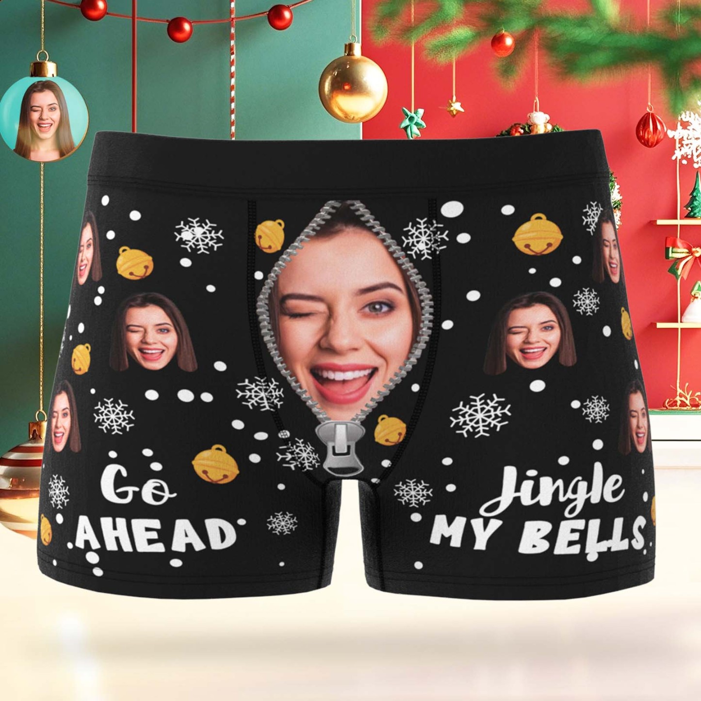 Personalisierte Boxershorts Mit Bunten Lichtern Und Individuellem Foto – Das Perfekte Weihnachtsgeschenk! - MyFaceSocksDE