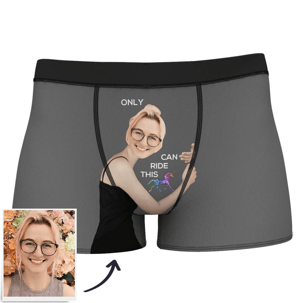 Grey Men's Custom Face On Body Boxer Shorts - My Horse