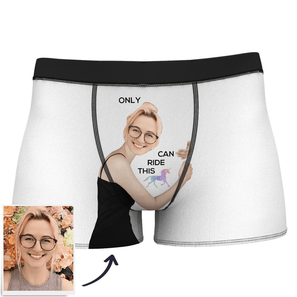 White Men's Custom Face On Body Boxer Shorts - My Horse