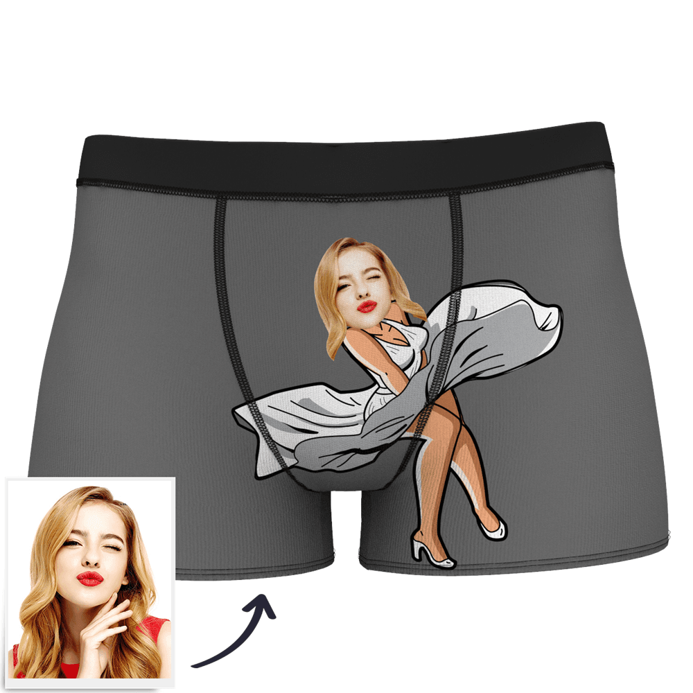 Red Men's Custom Face On Body Boxer Shorts - Monroe's skirt