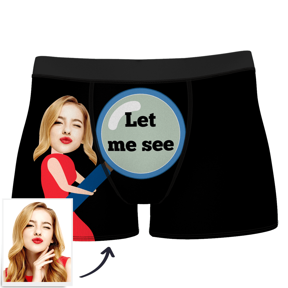 Men's Custom Face On Body Boxer Shorts - Let Me See