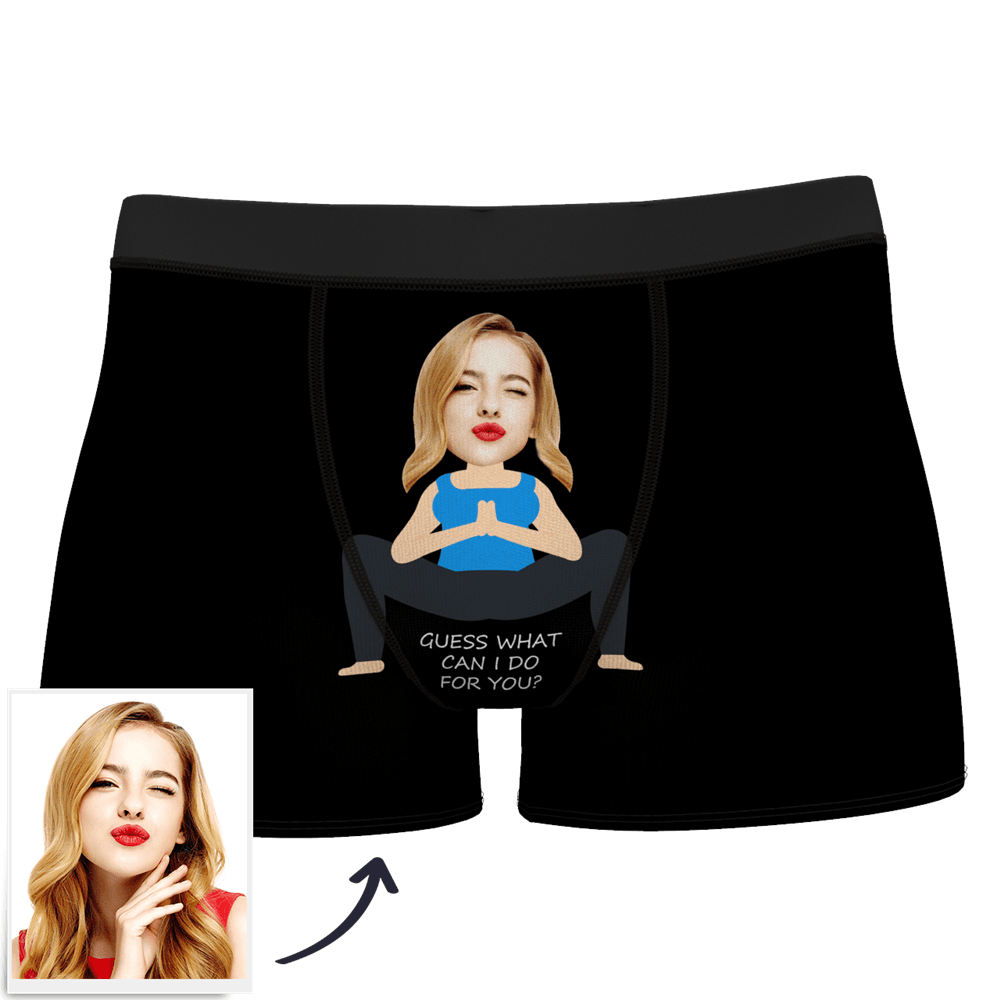 White Men's Custom Face On Body Boxer Shorts - Deep knee bend