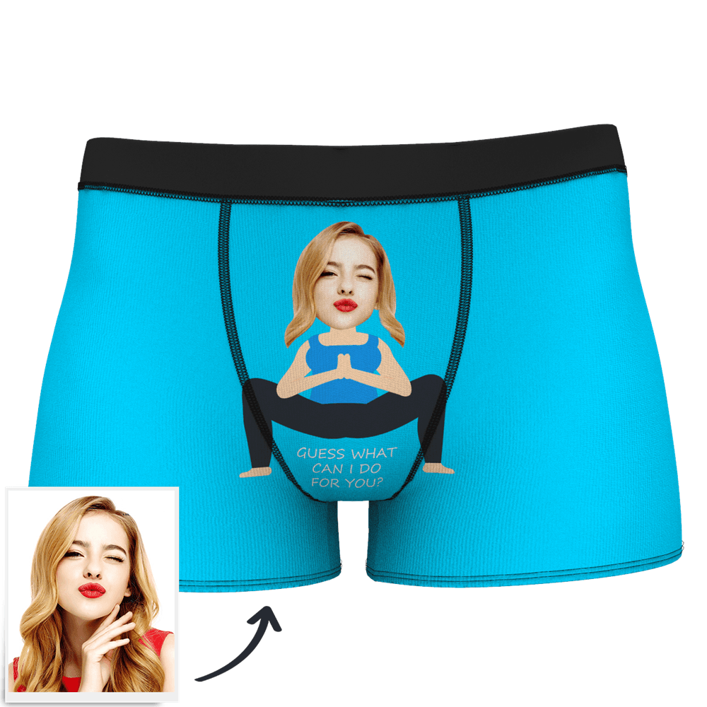 White Men's Custom Face On Body Boxer Shorts - Deep knee bend