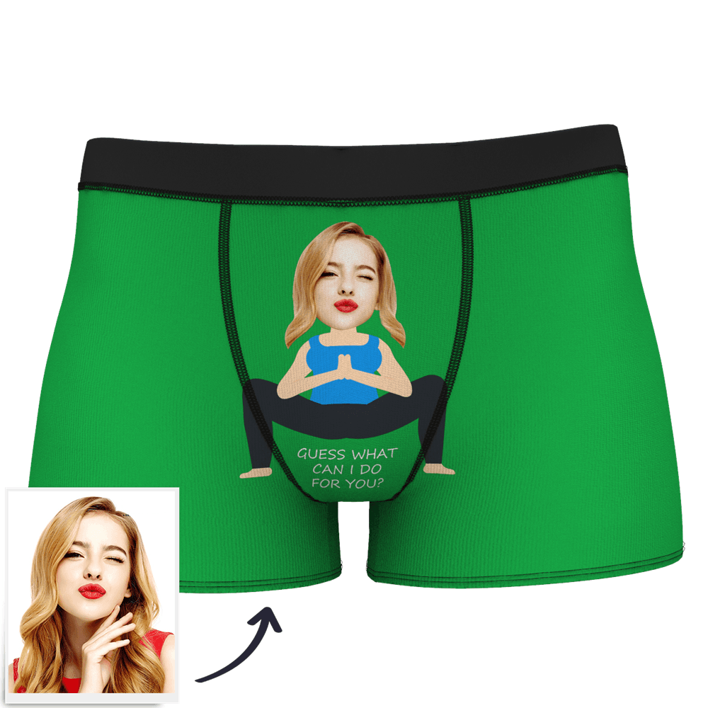 White Men's Custom Face On Body Boxer Shorts - Deep knee bend