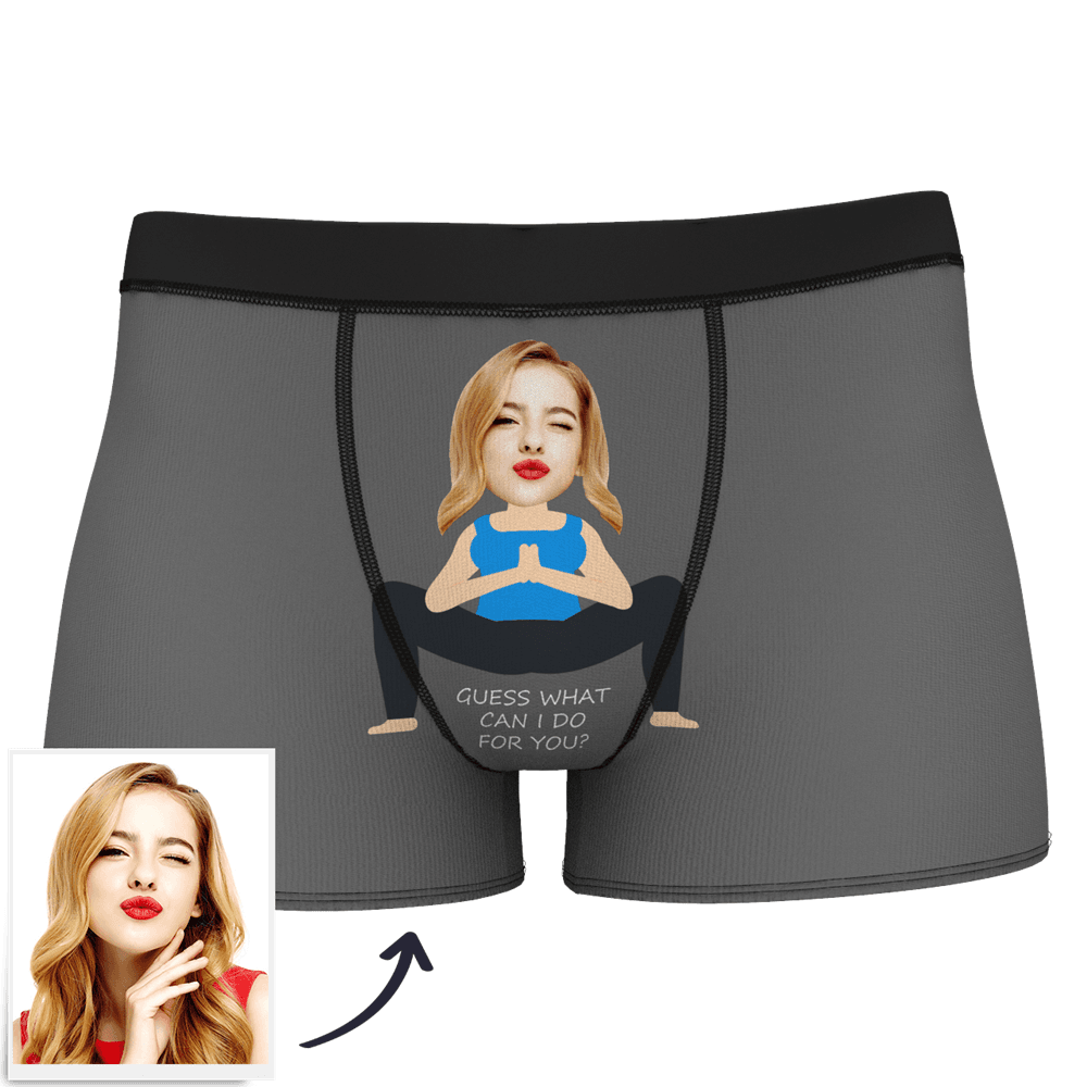 White Men's Custom Face On Body Boxer Shorts - Deep knee bend