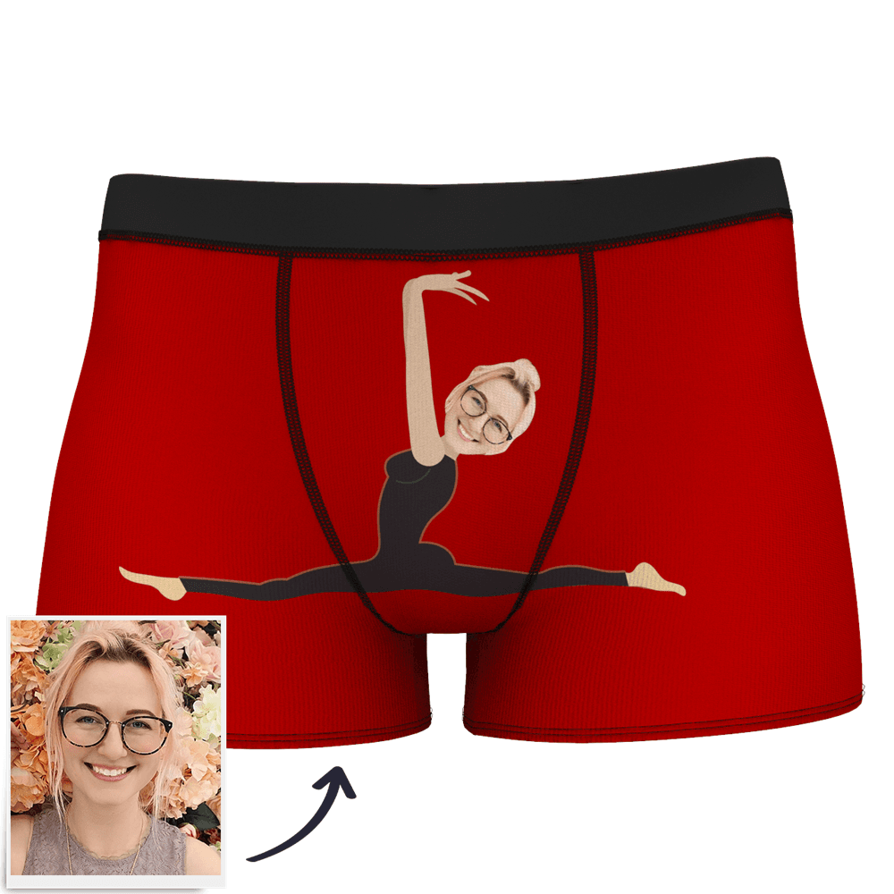 Blue Men's Custom Face On Body Boxer Shorts - split leap