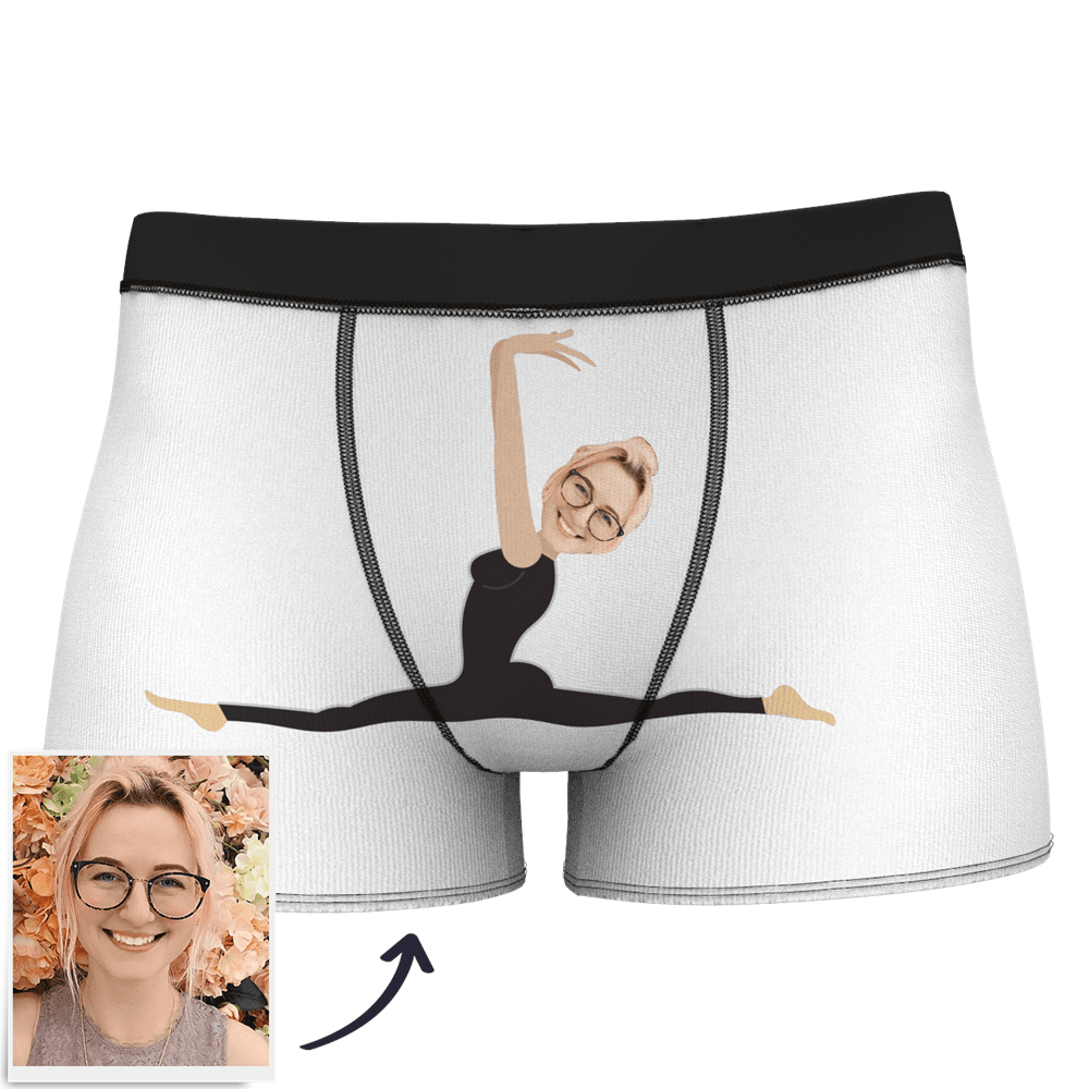 Blue Men's Custom Face On Body Boxer Shorts - split leap