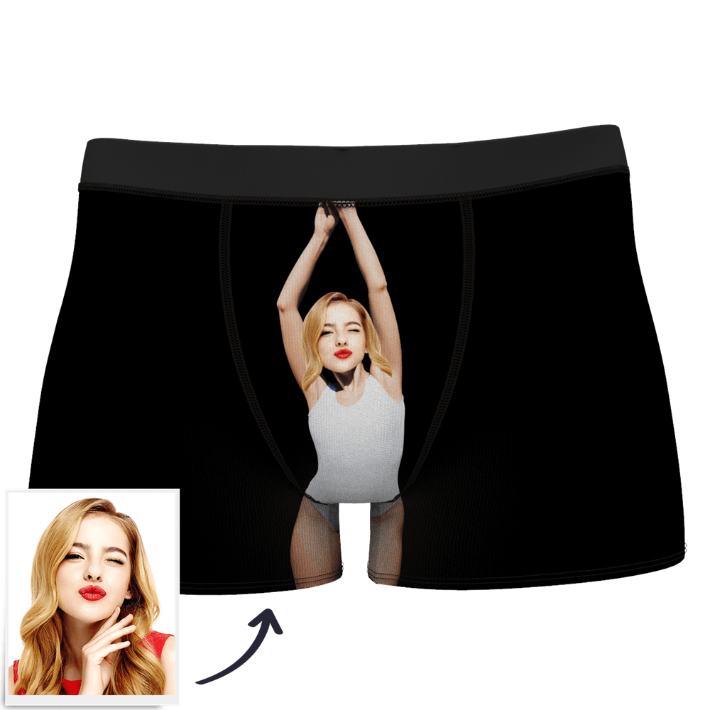 Red Men's Custom Face On Body Boxer Shorts - White vest