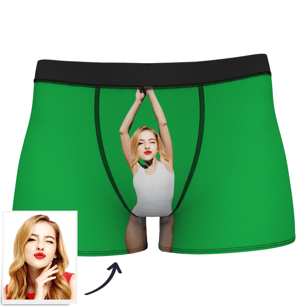 Red Men's Custom Face On Body Boxer Shorts - White vest
