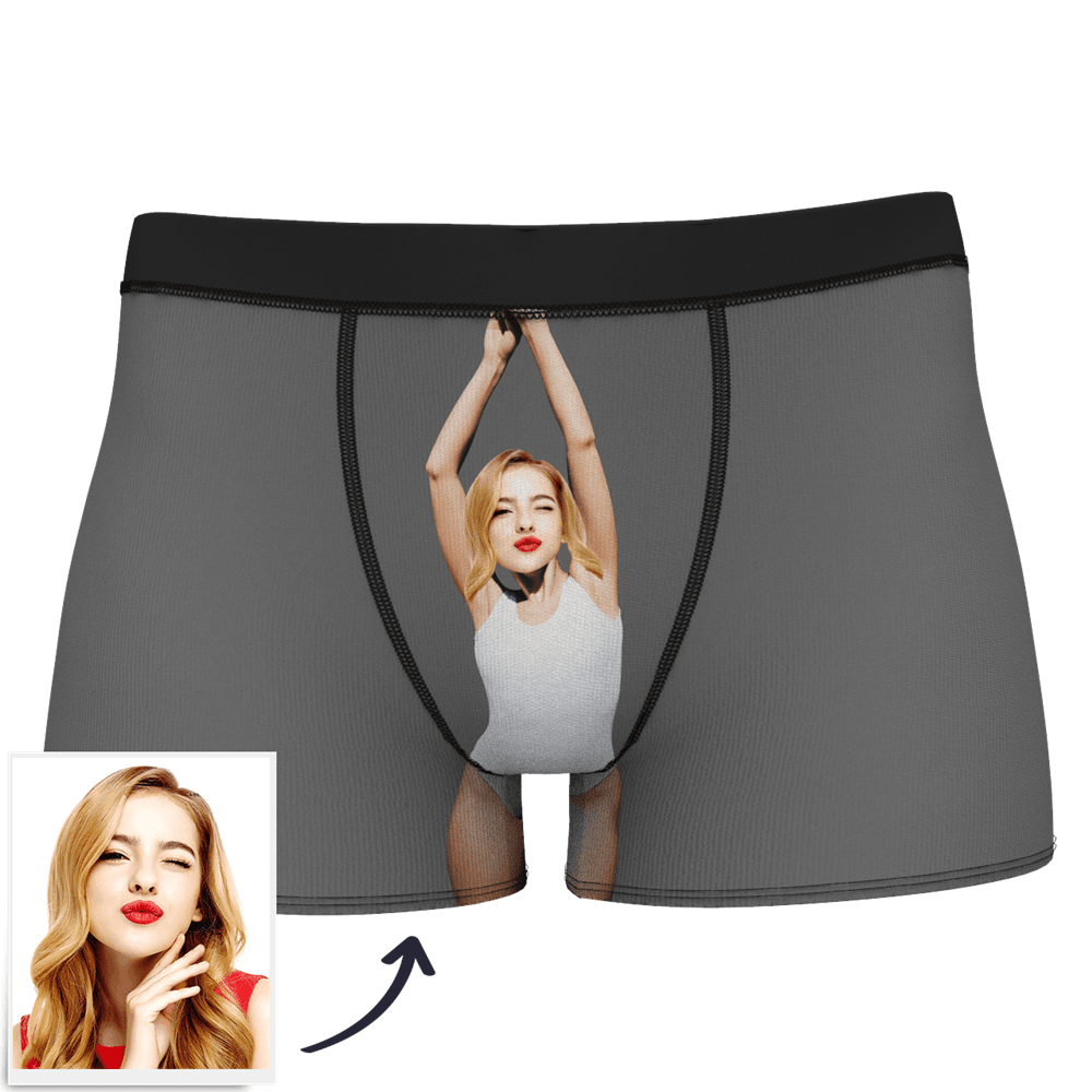 Red Men's Custom Face On Body Boxer Shorts - White vest