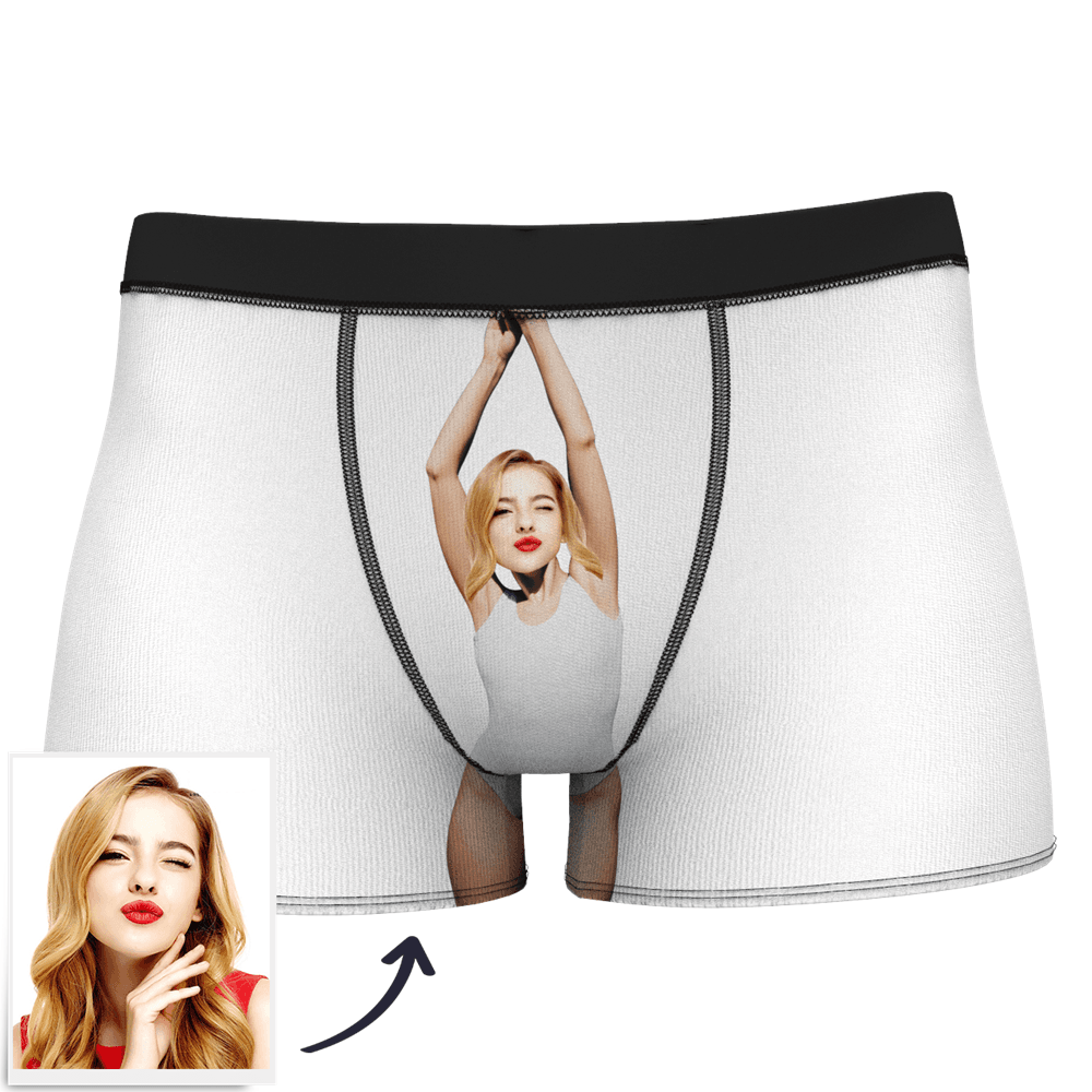 Red Men's Custom Face On Body Boxer Shorts - White vest
