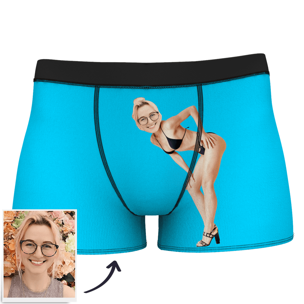 Black Men's Custom Face On Body Boxer Shorts - Sexy girl