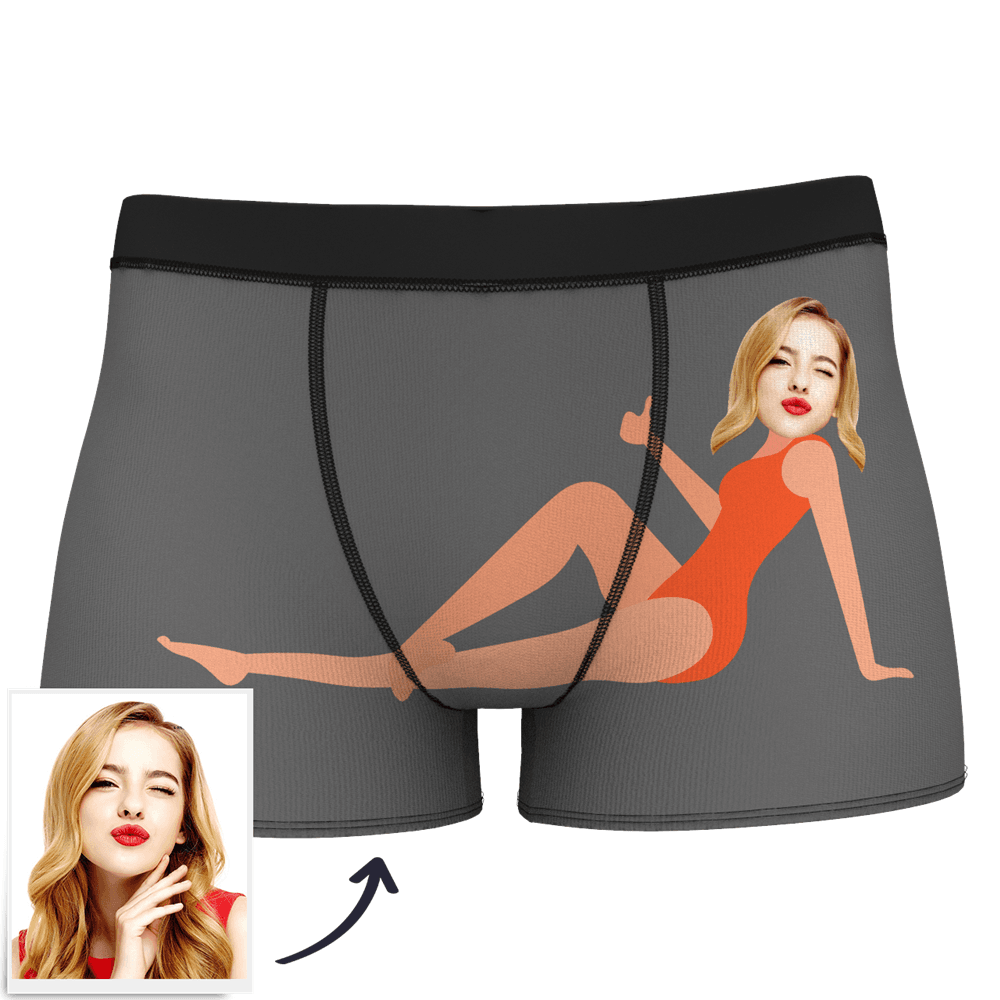 Black Men's Custom Face On Body Boxer Shorts - probably has such a long