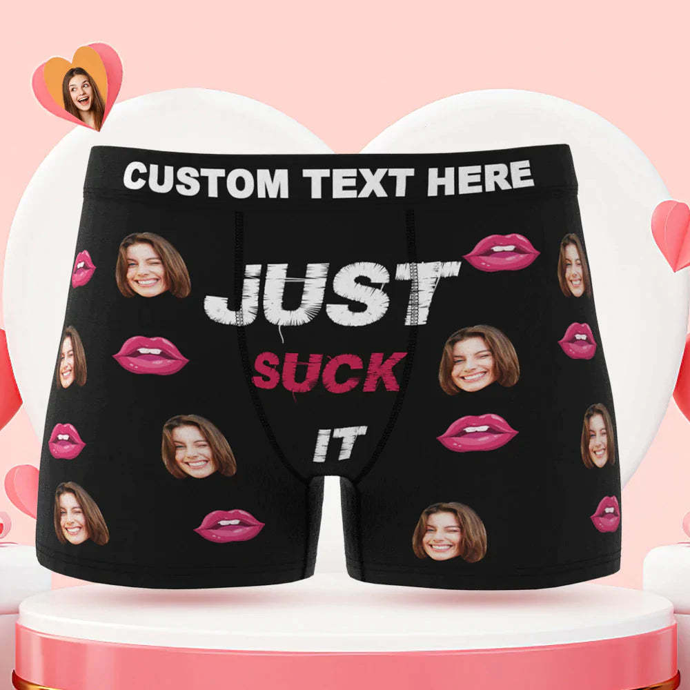 Custom Face Boxer Briefs Just Suck It Personalisiertes Freches Valentinstagsgeschenk Für Ihn - GesichtSocken