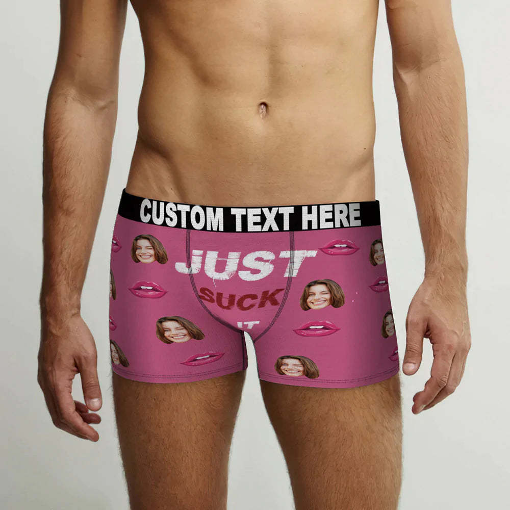 Custom Face Boxer Briefs Just Suck It Personalisiertes Freches Valentinstagsgeschenk Für Ihn - GesichtSocken