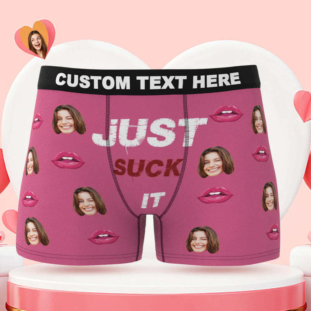 Custom Face Boxer Briefs Just Suck It Personalisiertes Freches Valentinstagsgeschenk Für Ihn - GesichtSocken