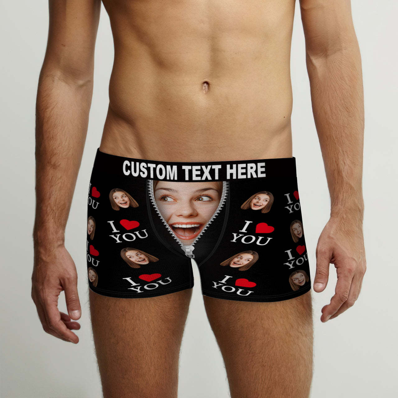 Custom Face Boxer Briefs Ich Liebe Dich Personalisiertes Freches Valentinstagsgeschenk Für Ihn - GesichtSocken