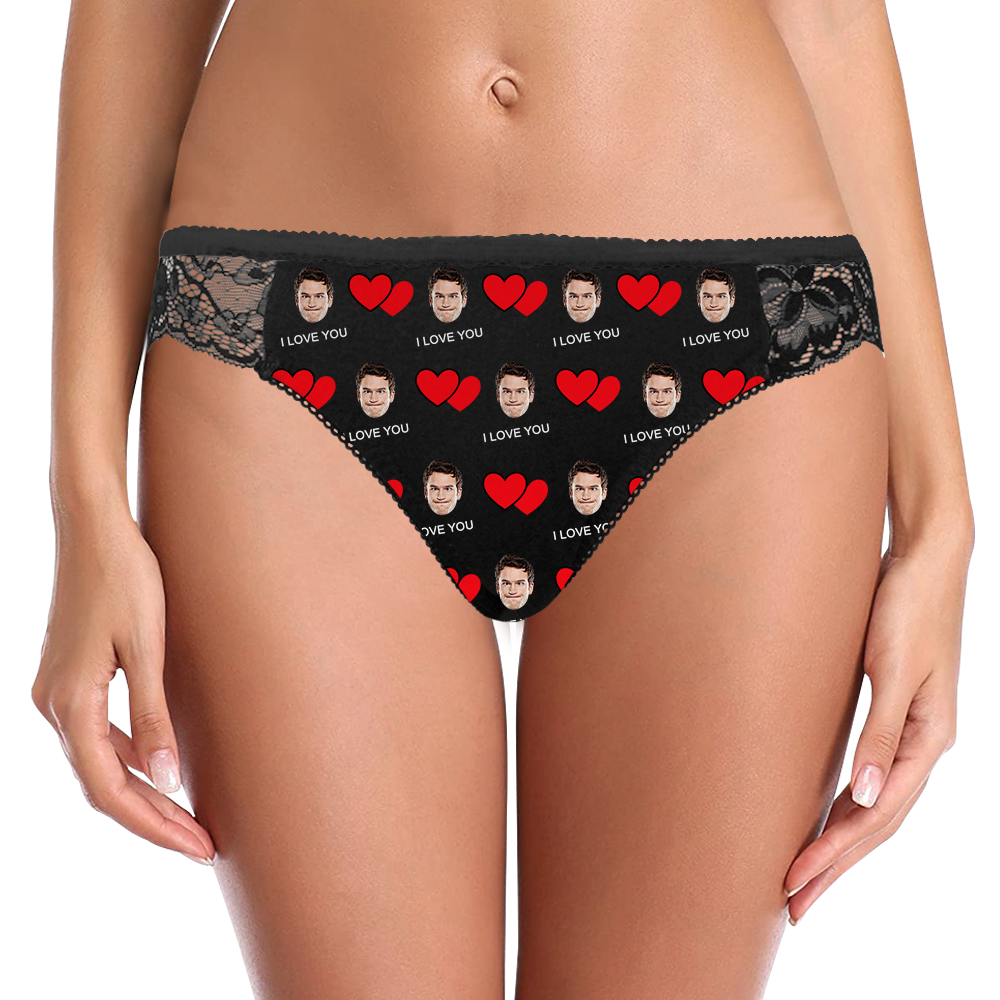 Benutzerdefinierte Frauen Lace Panty Sexy Transparente Höschen - Ich Liebe U Personalisierte Lgbt-geschenke - GesichtSocken