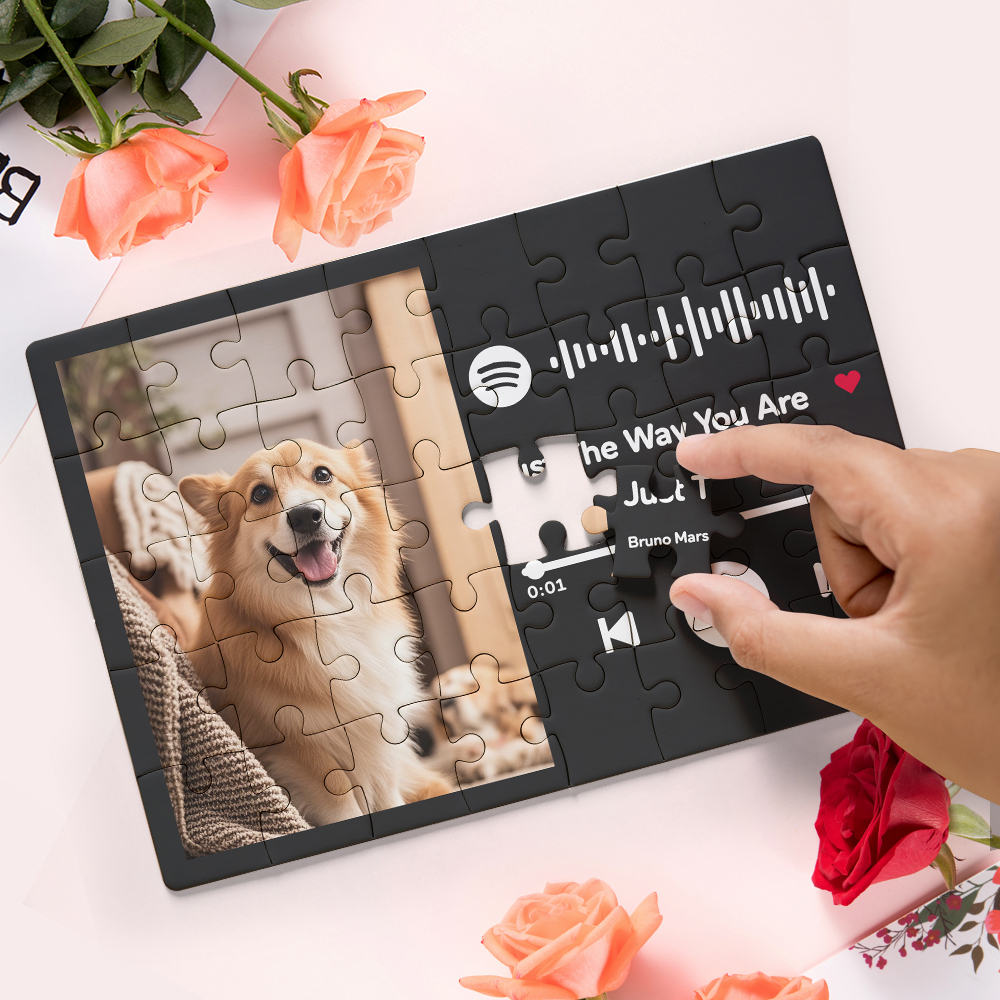 Personalisiertes Puzzle, Scannbarer Spotify-code, Individuelles Bildteil-puzzle Für Erwachsene Und Kinder, Musik-valentinstags-puzzle - MyFaceSocksDE