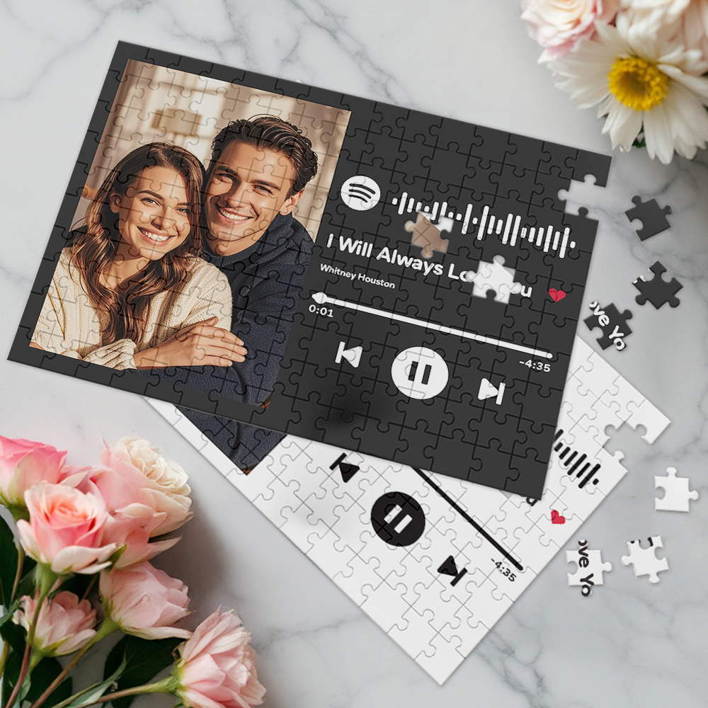 Personalisiertes Puzzle, Scannbarer Spotify-code, Individuelles Bildteil-puzzle Für Erwachsene Und Kinder, Musik-valentinstags-puzzle - MyFaceSocksDE