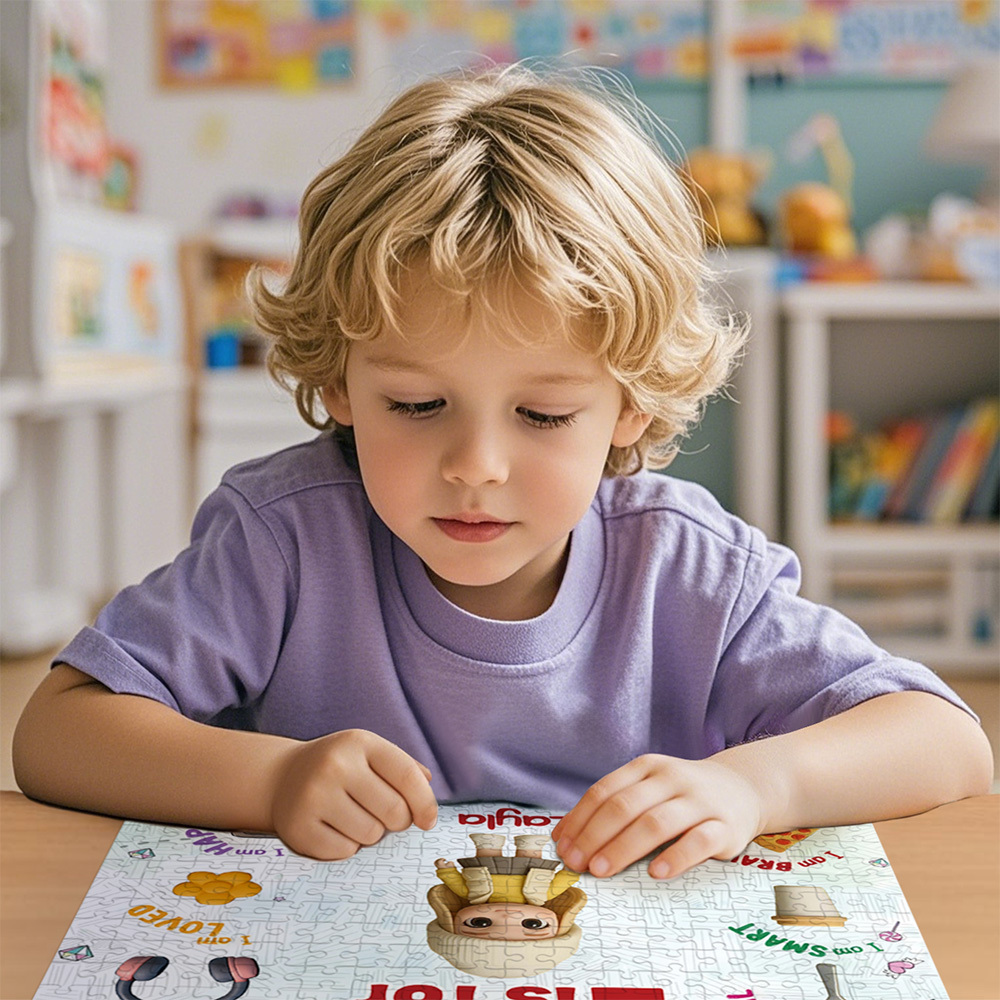 Benutzerdefinierte Cartoon Puzzle Mit Namen Puzzle Personalisierte Happy Vatertag Geschenk Für Papa Trendy 2025 - MyFaceSocksDE