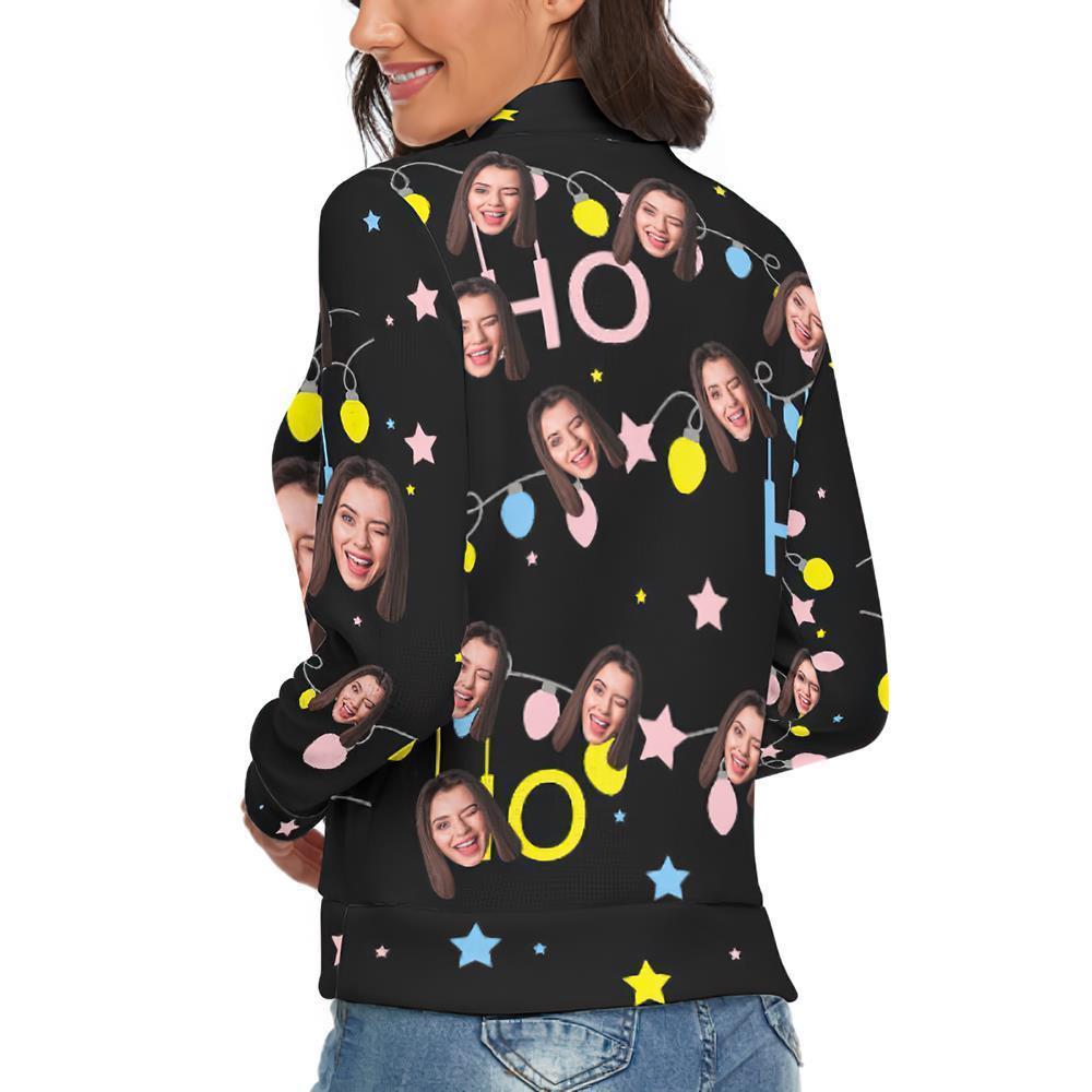 Benutzerdefiniertes Gesicht lRollkragenpullover für Damen Weihnachtspullover Gestrickte lose Pullover - Weihnachtsbeleuchtung