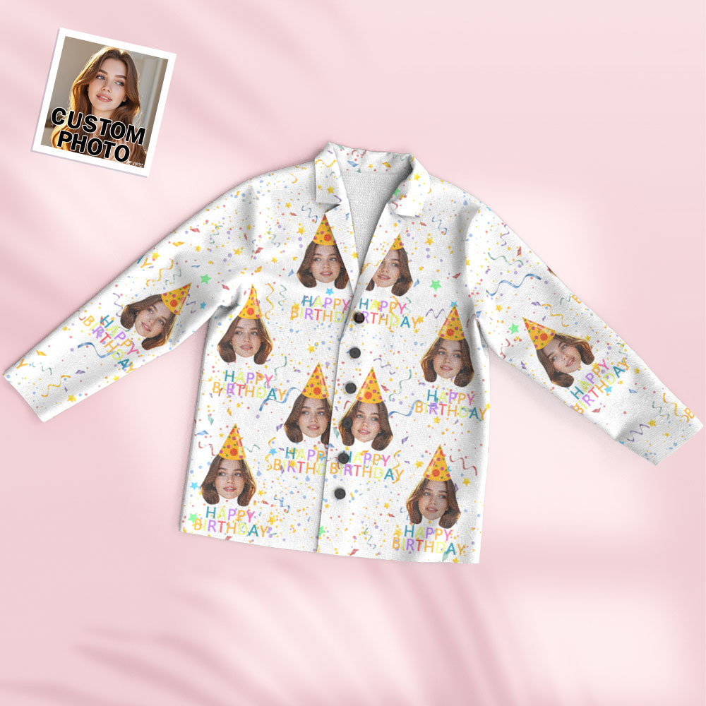 Benutzerdefiniertes Gesicht Langarm-pyjama-nachtwäsche-set Personalisiertes Foto Happy Birthday Pyjama - MyFaceSocksDE