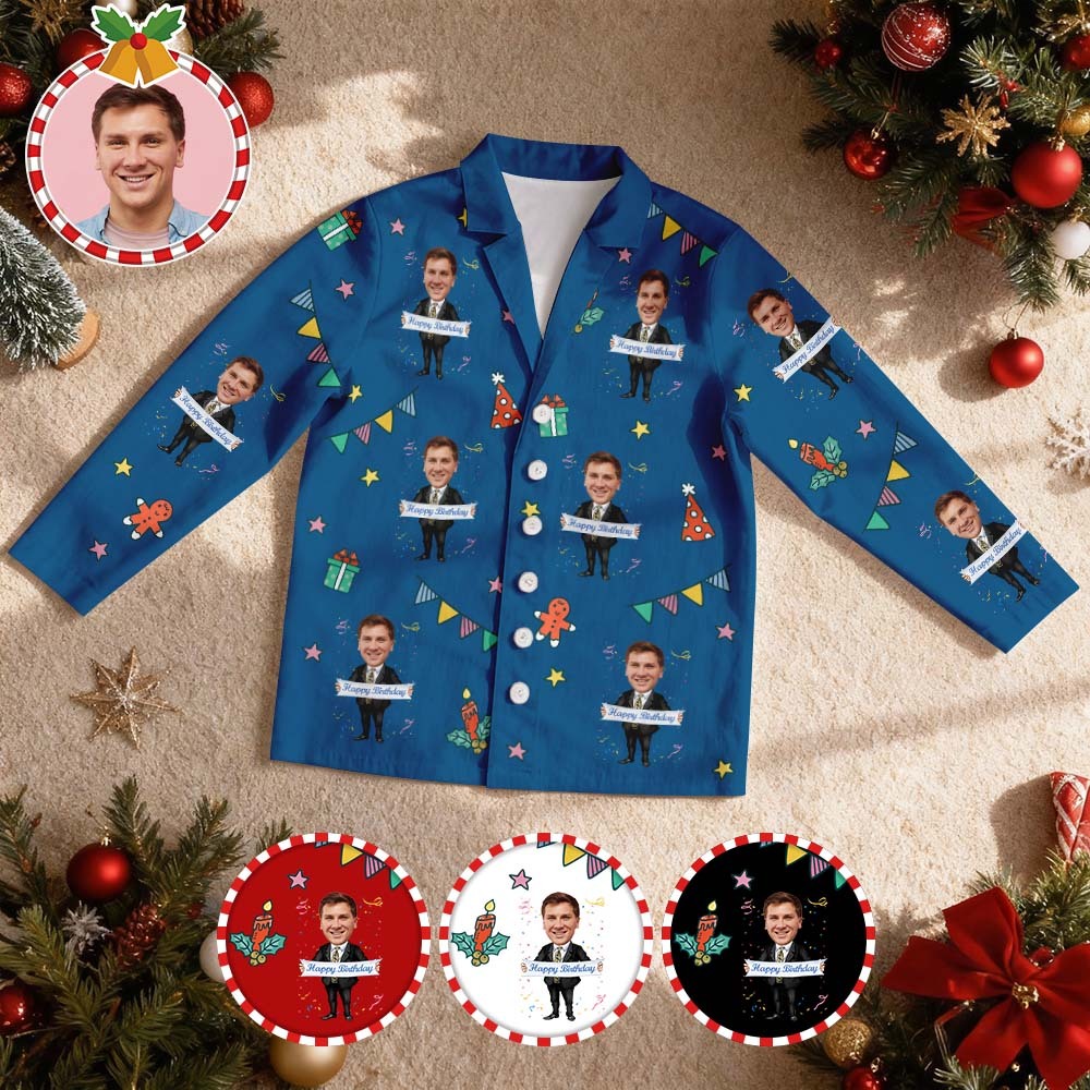 Personalisierter Geburtstagspyjama Mit Gesichtsfoto – Das Perfekte Geschenk - MyFaceSocksDE